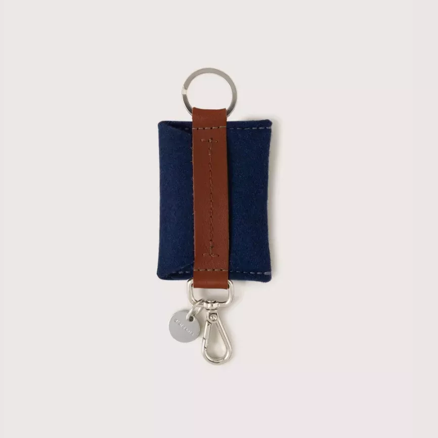 Card Key Merino Wool Felt Fob - Marine