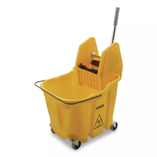 Carlisle 4690404 35 qt OmniFit Mop Bucket with Down Press Wringer - Yellow