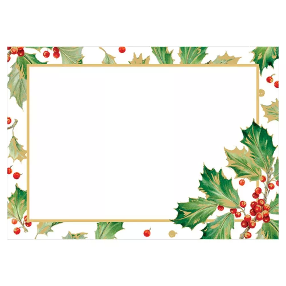 Caspari Gilded Holly Self-Adhesive Labels - 12pk