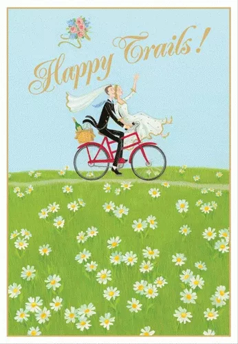 Caspari – Happy Trails - Foil Wedding Card – 1 Card & 1 Envelope