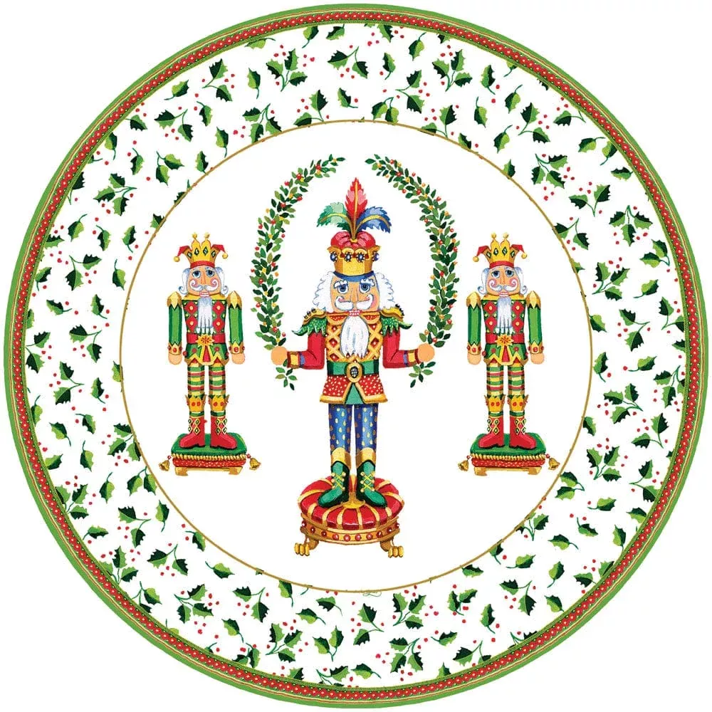 Caspari Nutcracker Round Paper Placemats - 12 Per Package