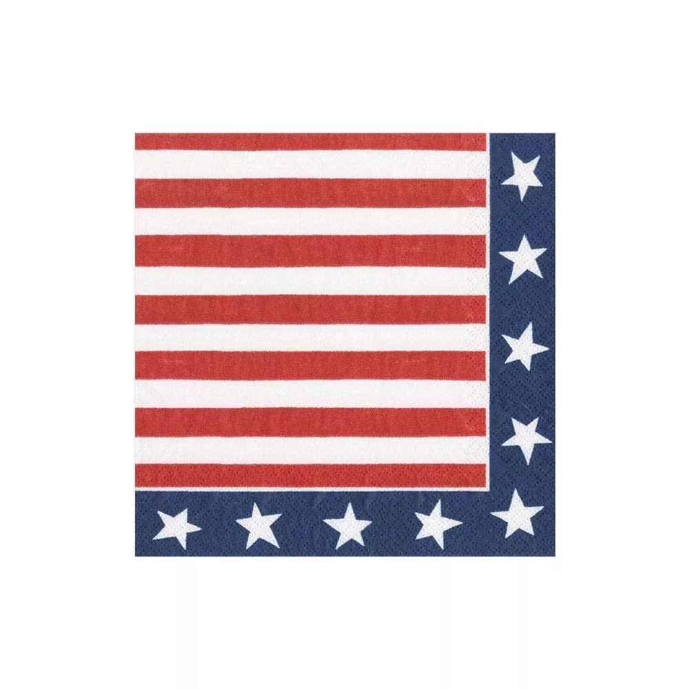 Caspari Red, White & Blue Paper Cocktail Napkins