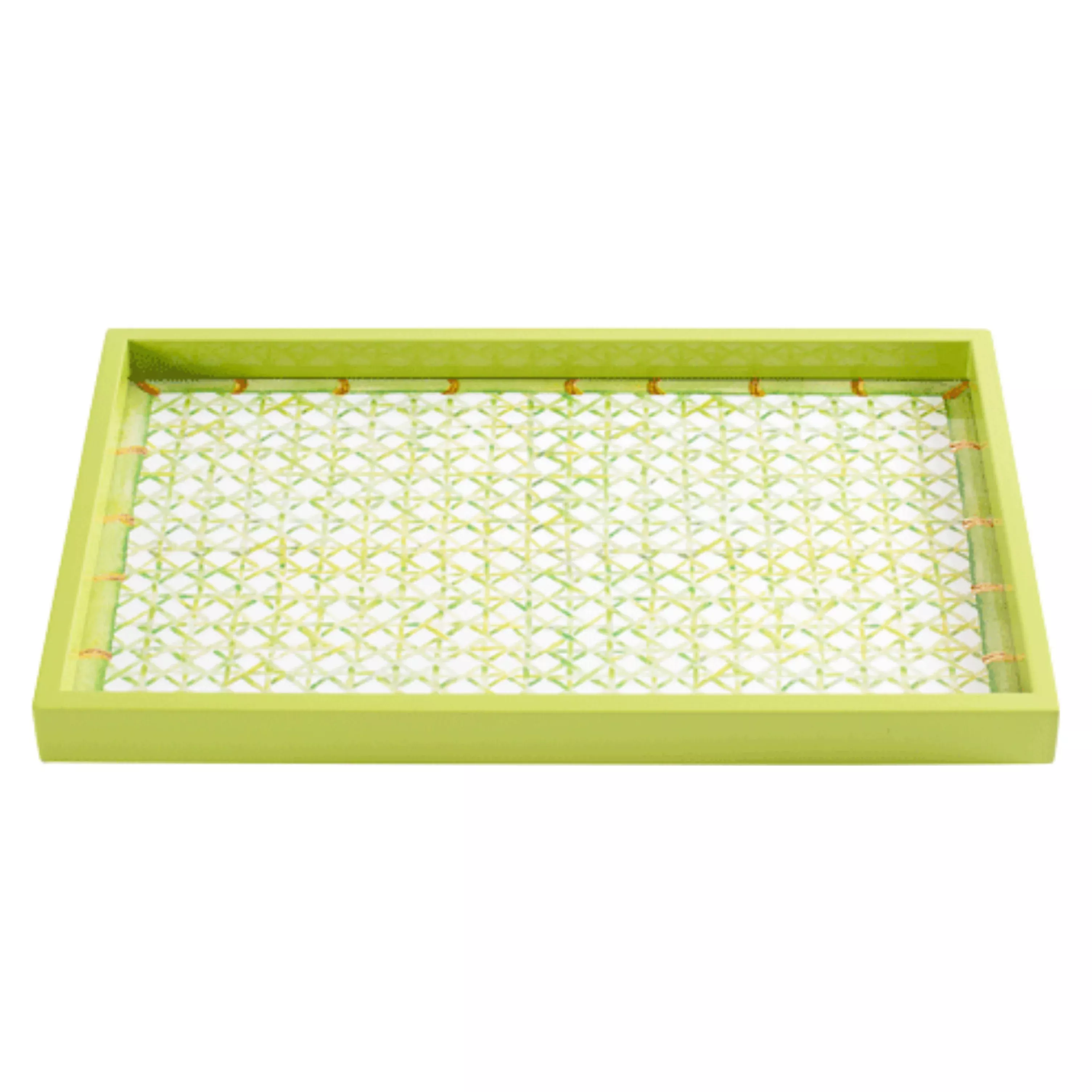 Caspari Trellis-Green Lacquer Vanity Tray