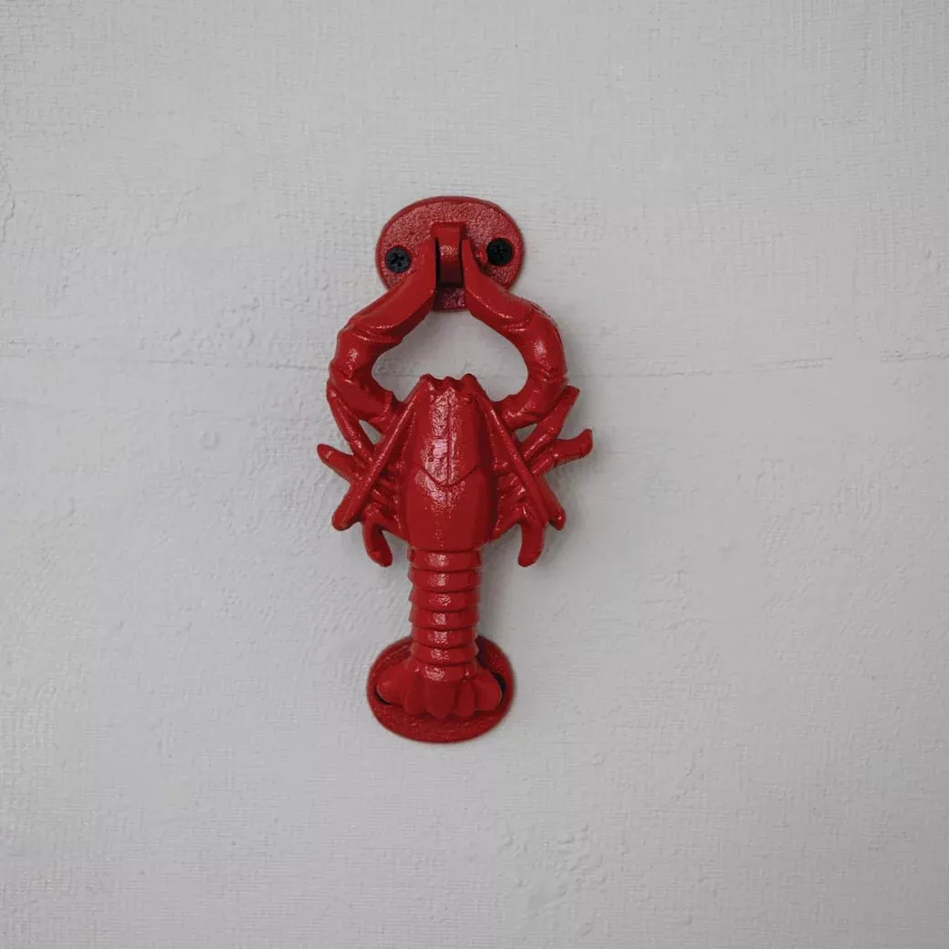 Cast Iron Lobster Shaped Door Knocker Red