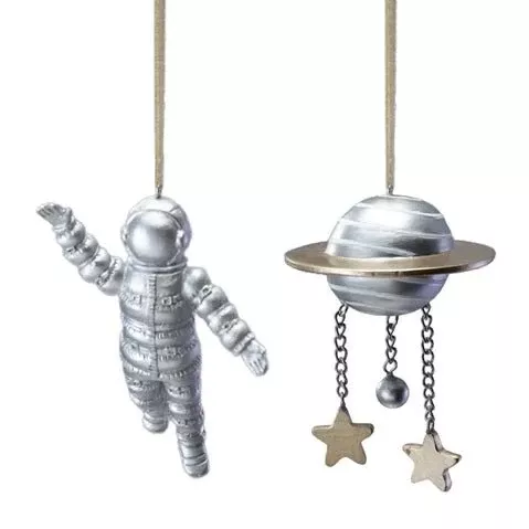 Cast Resin Astronaut and Planet Christmas Ornaments CHOOSE Style