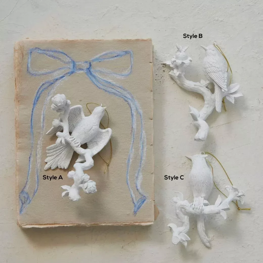 Cast Resin Bird on Branch Ornament CHOICE of Styles