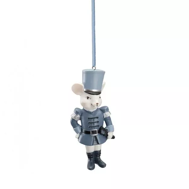 Cast Resin Mouse Prince Ornament in Blue, White & Silver