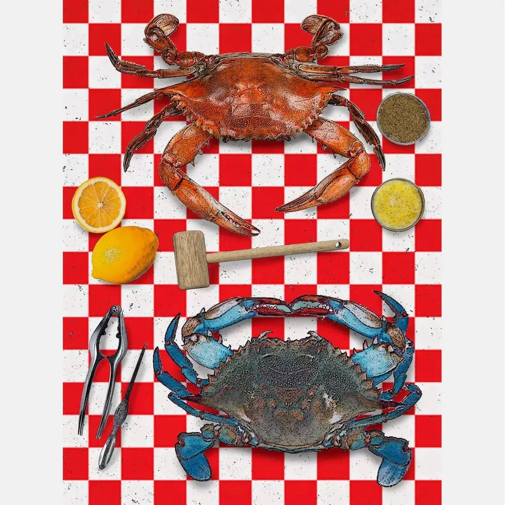 Chesapeake Crabs Flour Sack Tea Towel