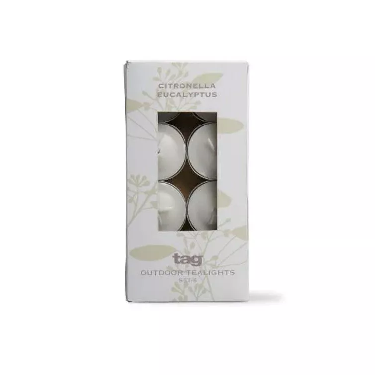 Citronella and Eucalyptus Tea Light Candles, Set of 8