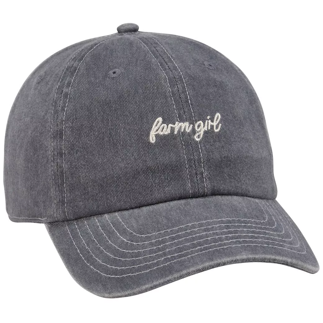 Classic Stonewashed Gray Ball Cap Farm Girl