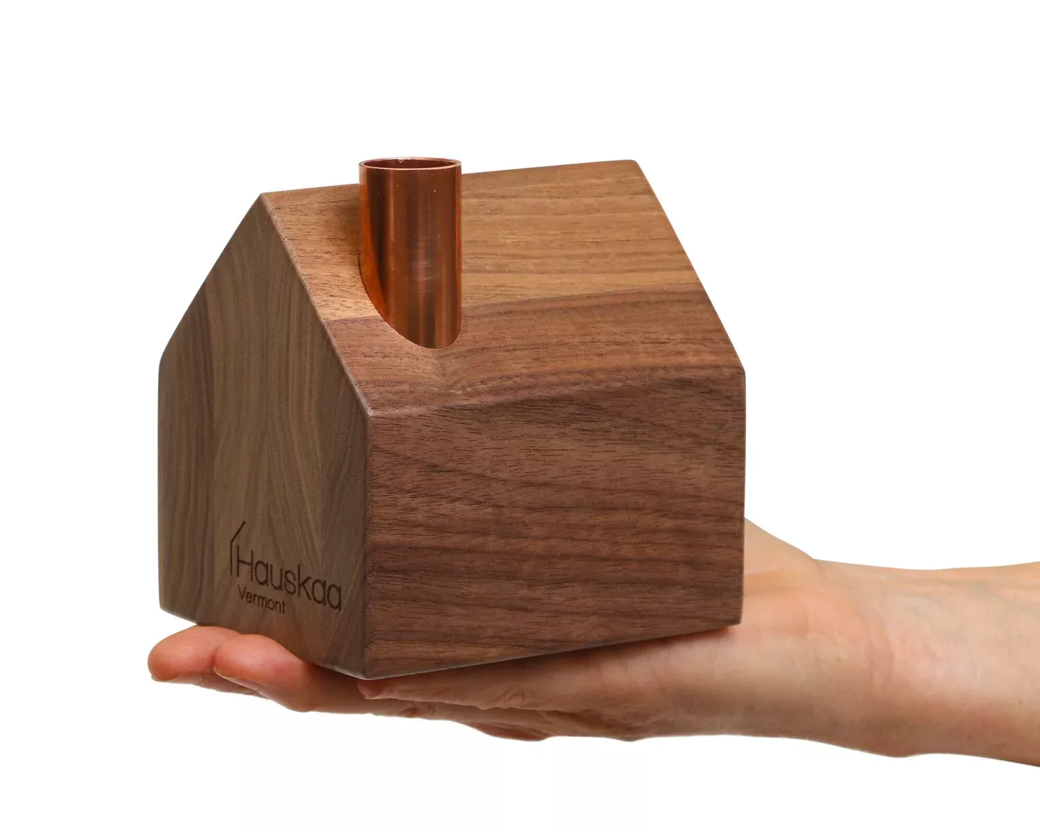 Classic Walnut Little Wood House Candle Holder
