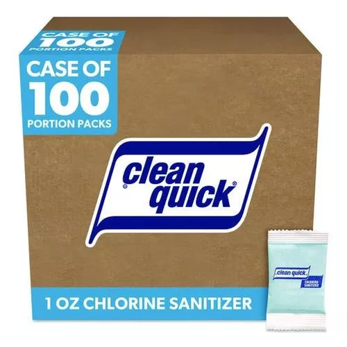 Clean Quick 02584 1 oz. Packet Powdered Chlorine-Based Sanitizer (100/Carton)