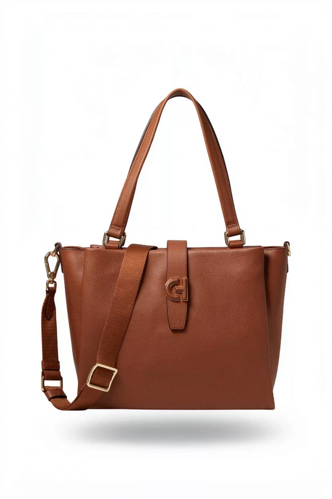 Cole Haan Essential Carryall Satchel Pebbled Leather Handbag - British Tan