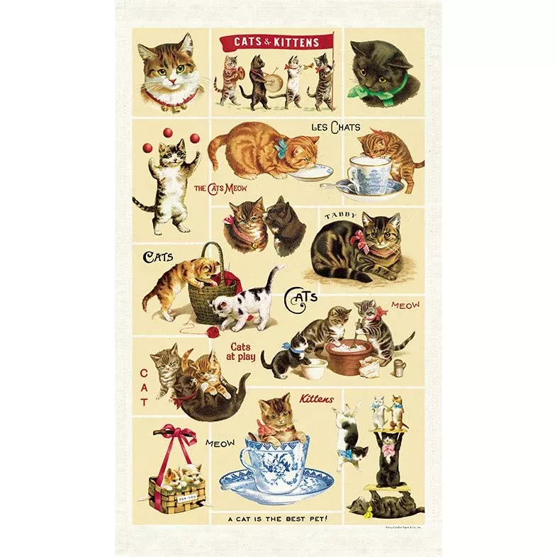 Colorful Cats & Kittens Cotton Kitchen Towel