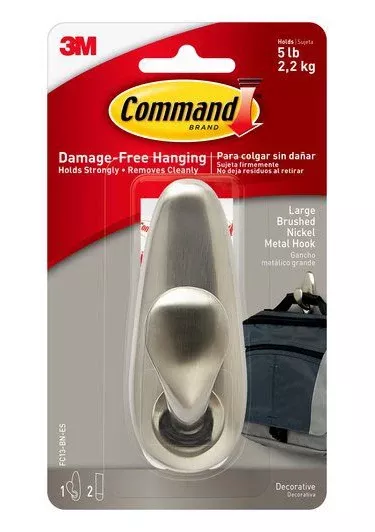 Command Large Forever Classic Brushed Nickel MetalHook – 5lb