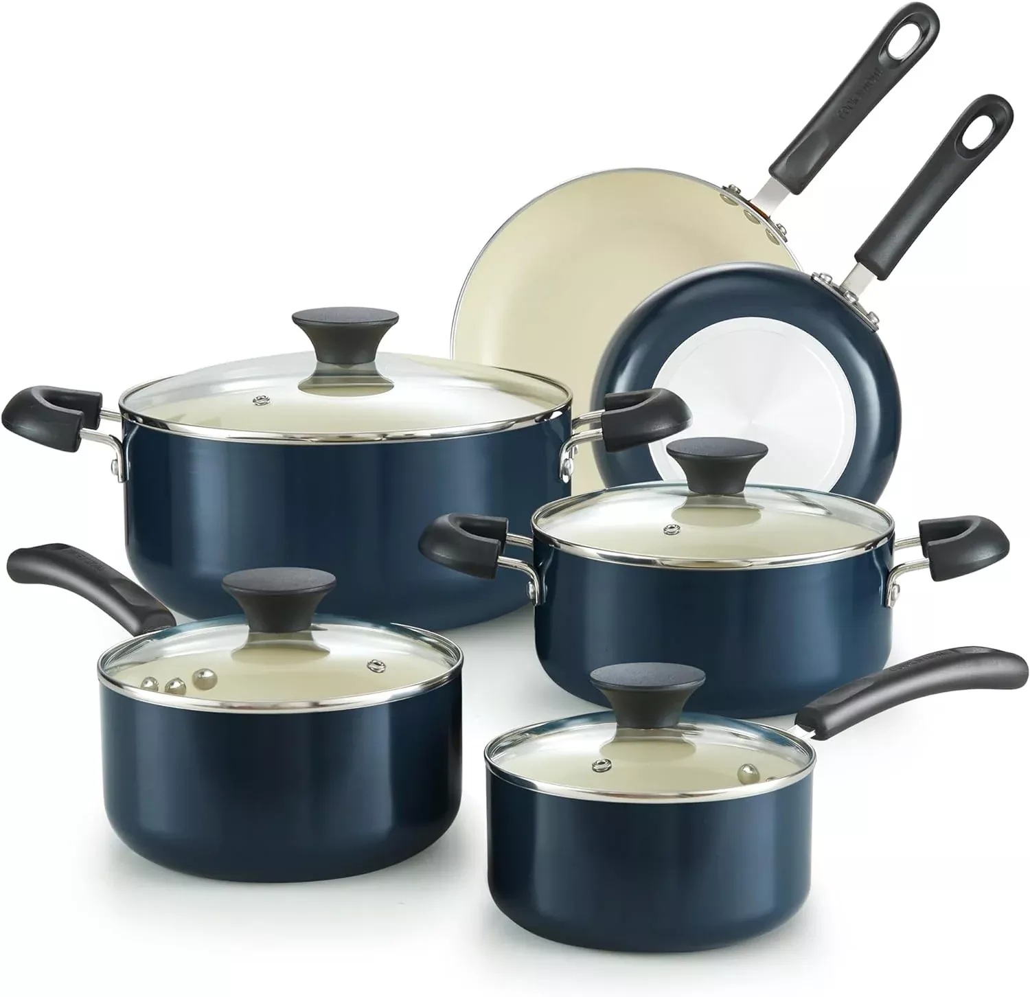 Cook N Home 10-Piece Ceramic Nonstick Cookware Set, Blue