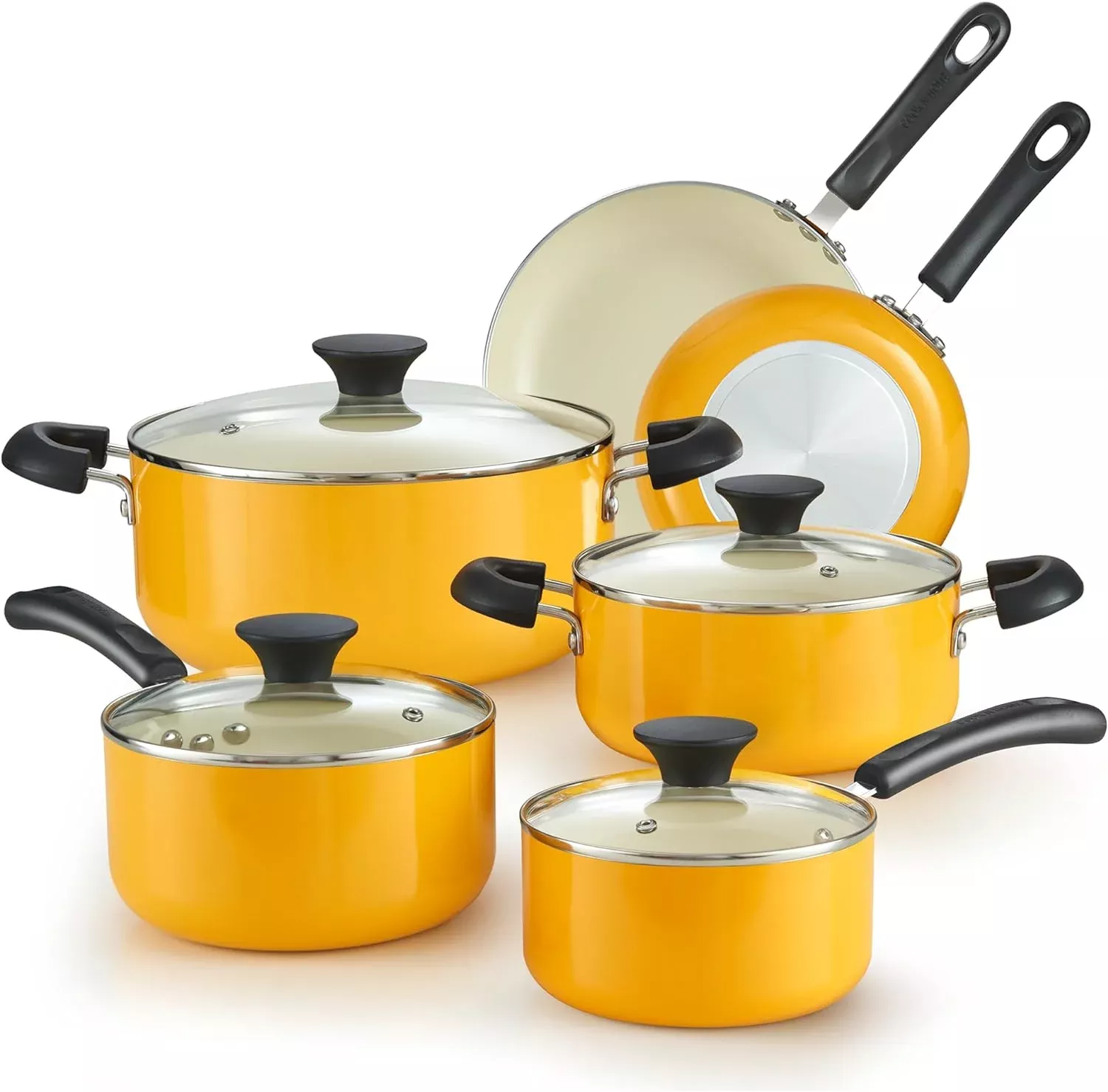 Cook N Home 10-Piece Ceramic Nonstick Cookware Set with Glass Lids