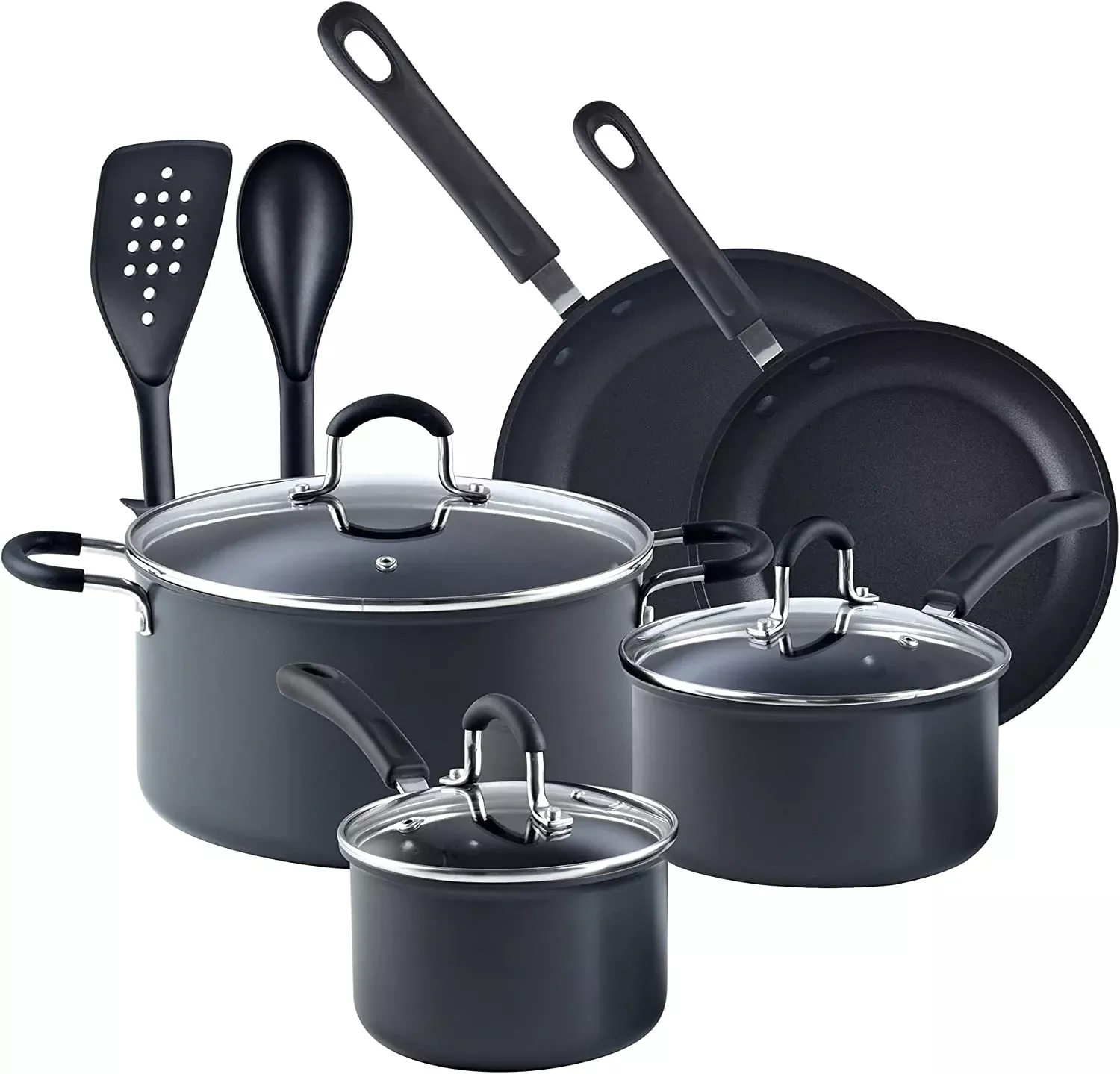 Cook N Home 10-Piece Hard Anodized Nonstick Cookware Set with Stay-Cool Handle
