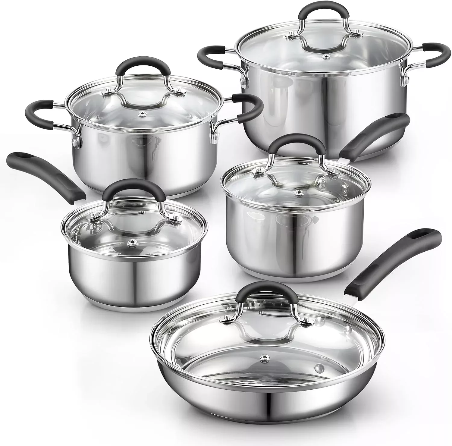 Cook N Home 10-Piece Stainless Steel Cookware Set
