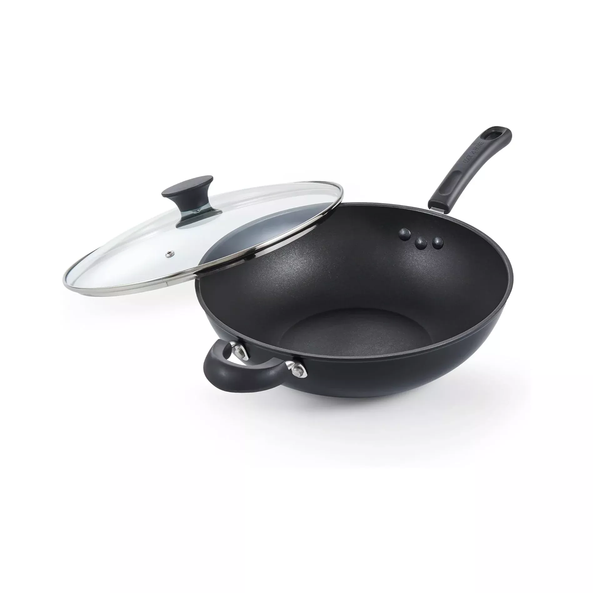 Cook N Home 12-Inch Hard Anodized Nonstick Wok with Lid