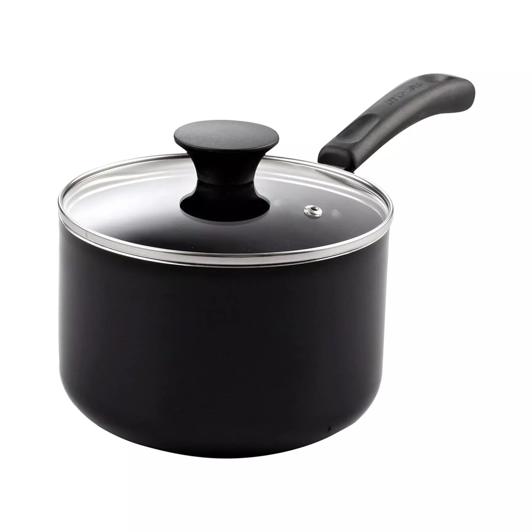 Cook N Home 2-Quart Nonstick Saucepan with Glass Lid, Black