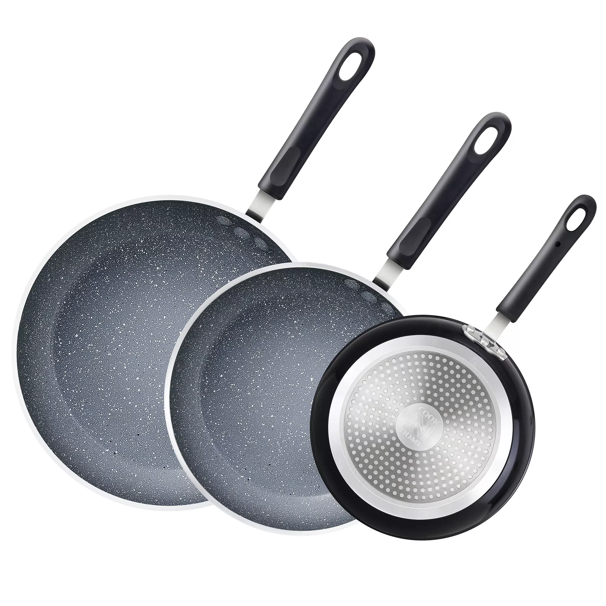 Cook N Home 3-Piece Nonstick Frying Pan Set, Black