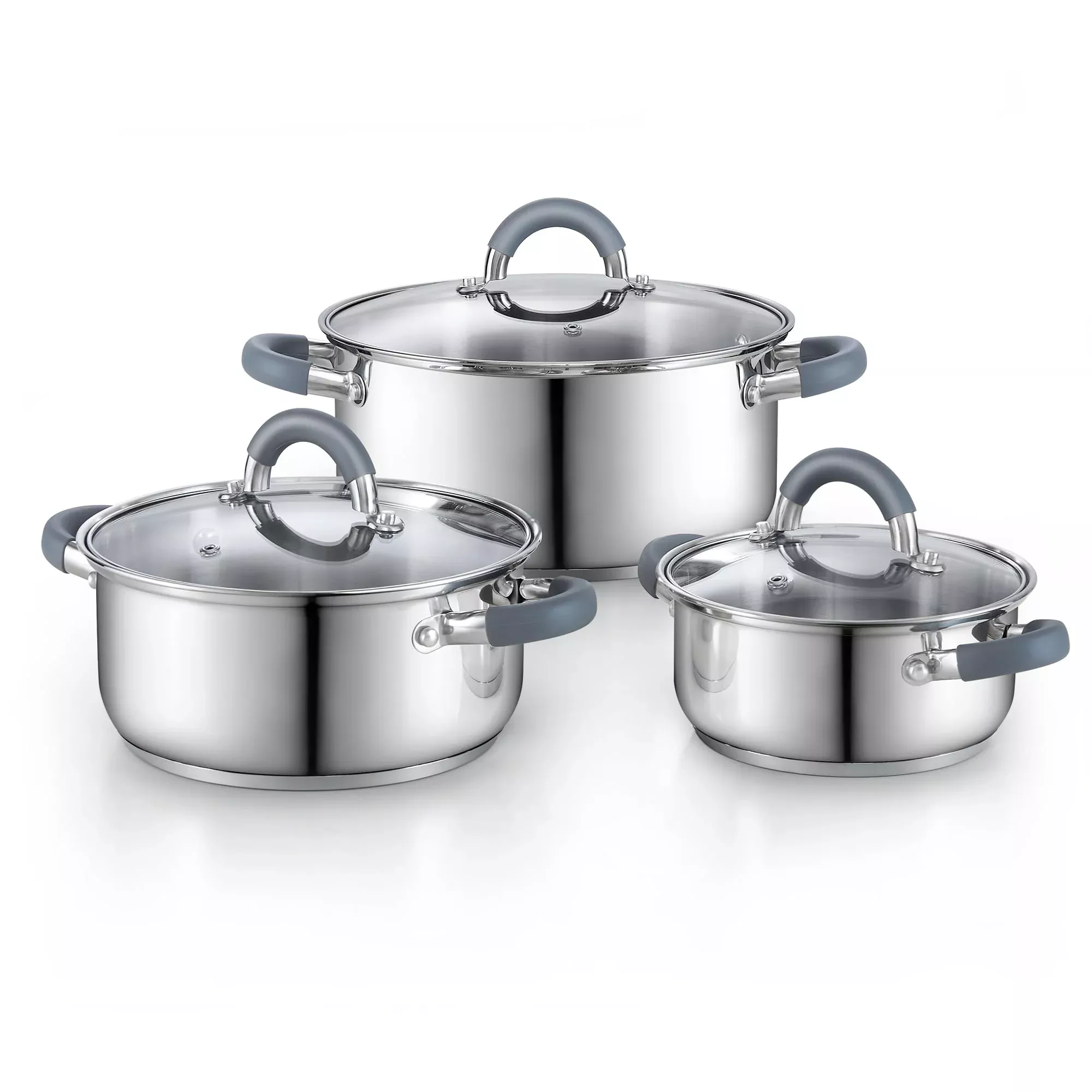 Cook N Home 6-Piece Stainless Steel Cookware Set, Silver