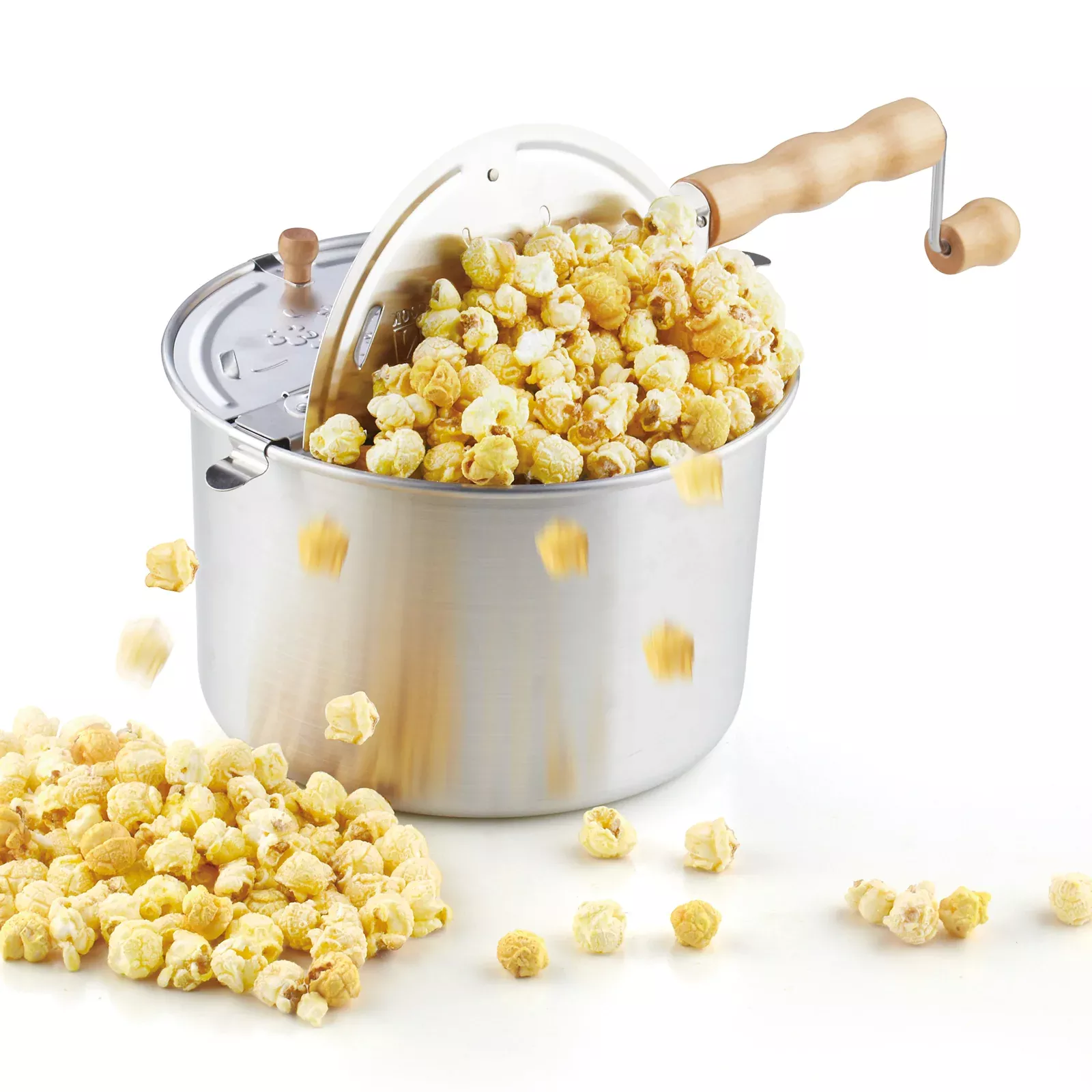 Cook N Home 6-Quart Stovetop Popcorn Popper,Brushed Aluminum