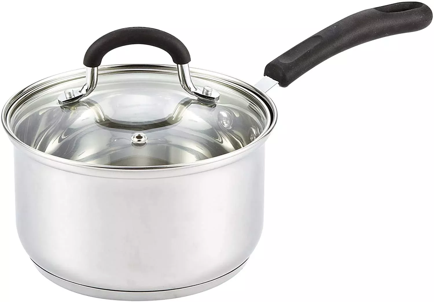 Cook N Home Saucepan Sauce Pot with Lid 3 Quart Stainless Steel , Stay Cool Handle, silver