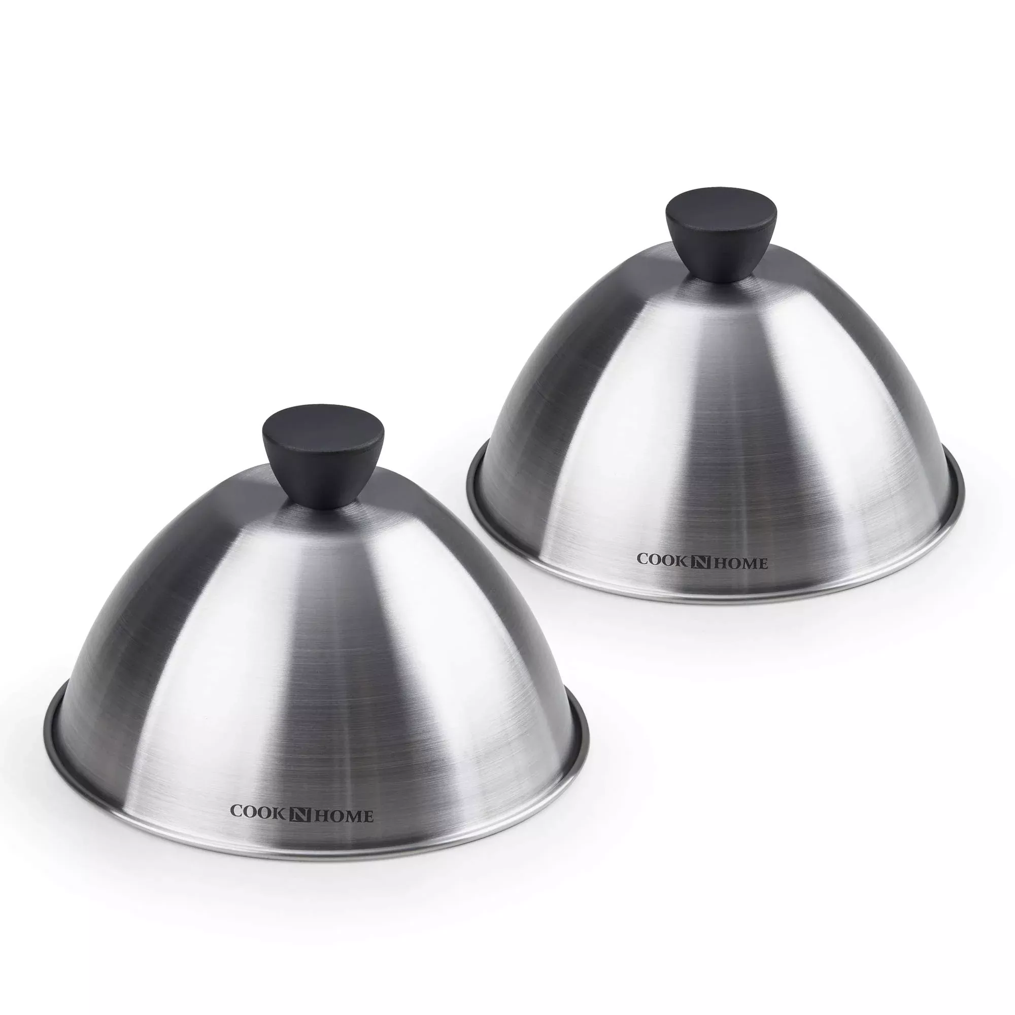 Cook N Home Stainless Steel Grill Cooking Steaming Dome lid, 2 Pack, 6 inches, Silver