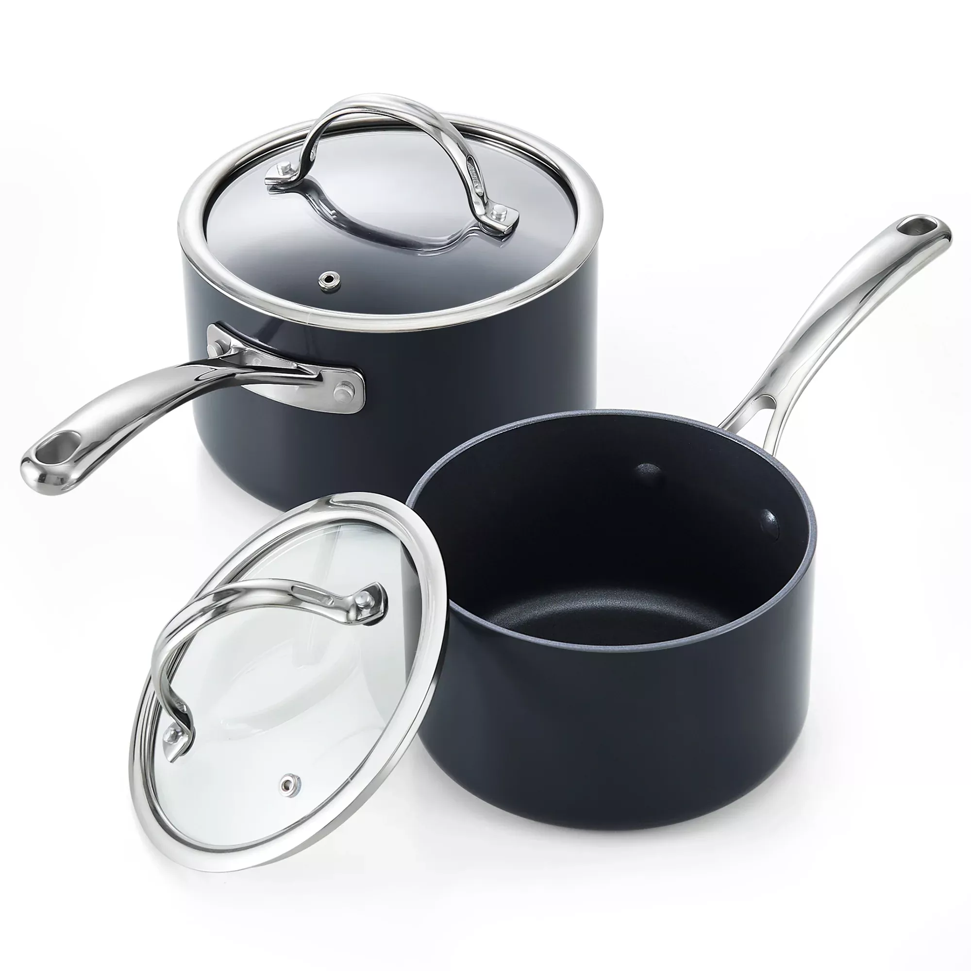 Cooks Standard 2Qt & 3Qt Hard Anodized Nonstick Saucepan Set