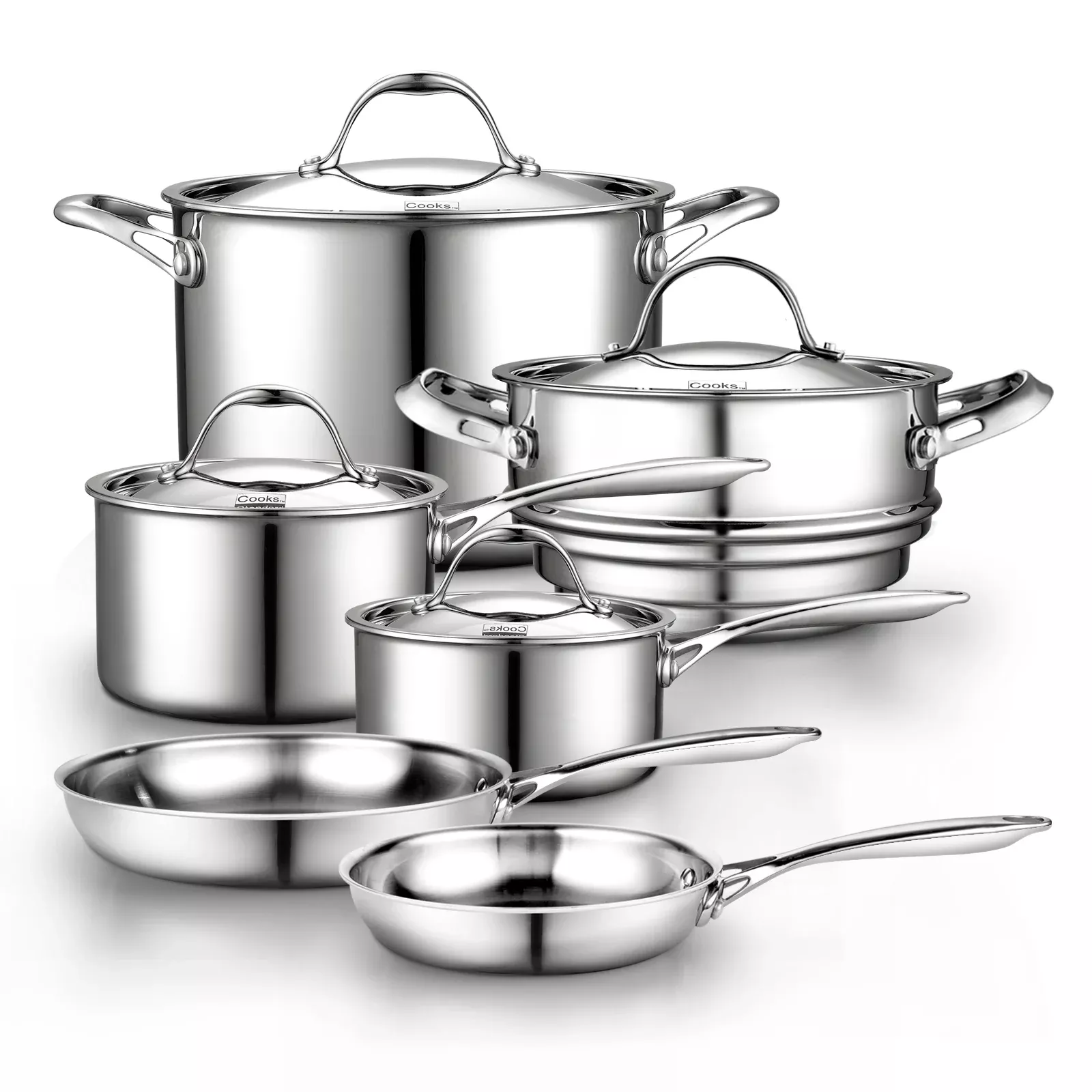 Cooks Standard Multi-Ply Clad Stainless Steel Pots and Pans Set, 10-pc