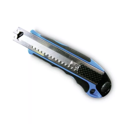 Cosco 091514 5.5 in. Plastic/Rubber Handle Retractable 4 in. Blade Four 8-Point Blades Heavy-Duty Snap Blade Utility Knife - Blue
