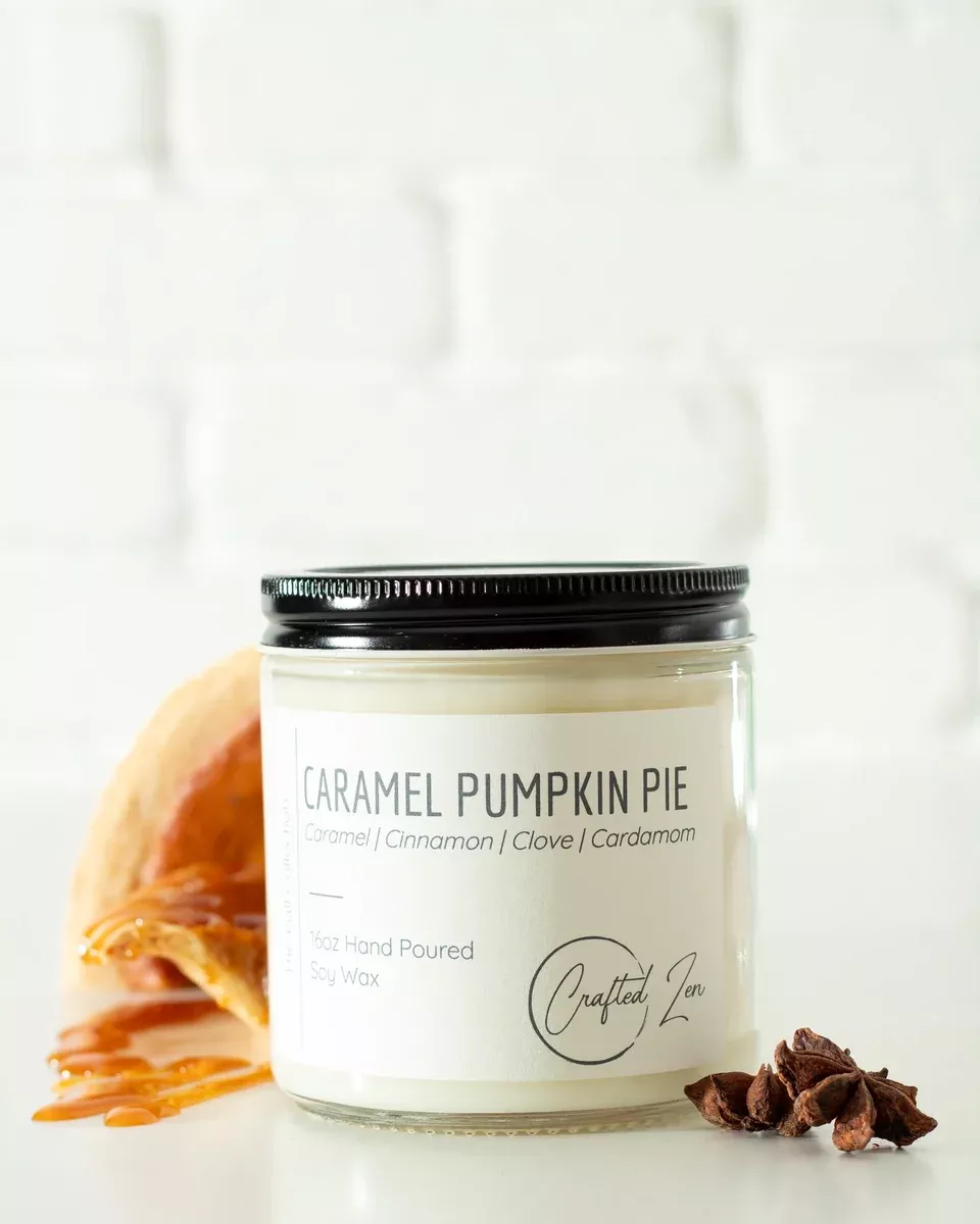 Crafted Zen - Caramel Pumpkin Pie Candle 16oz Jar