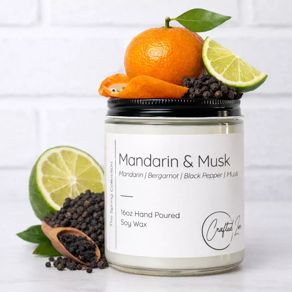 Crafted Zen - Mandarin Musk Candle 16oz Jar