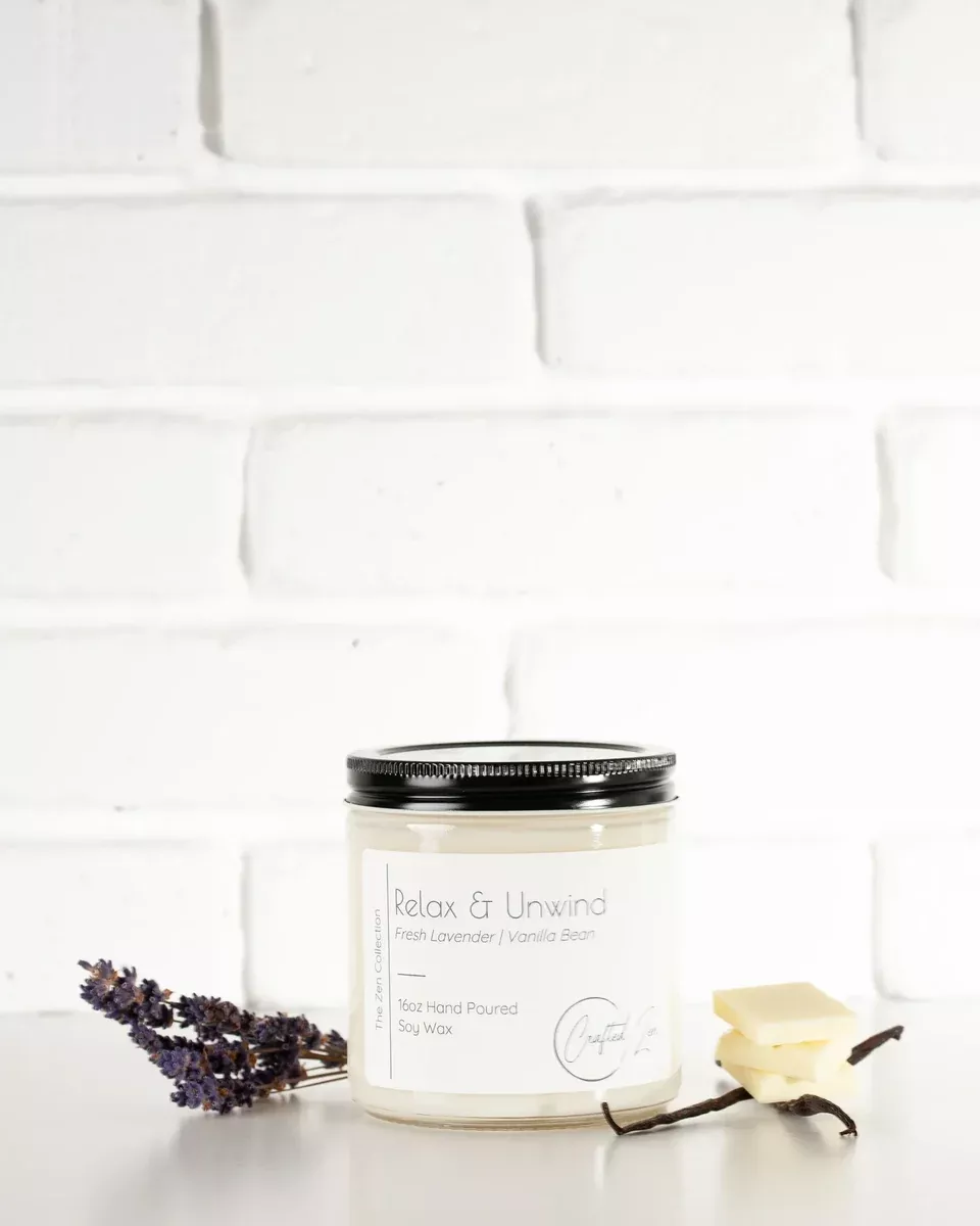 Crafted Zen - Relax & Unwind Candle 16oz Jar