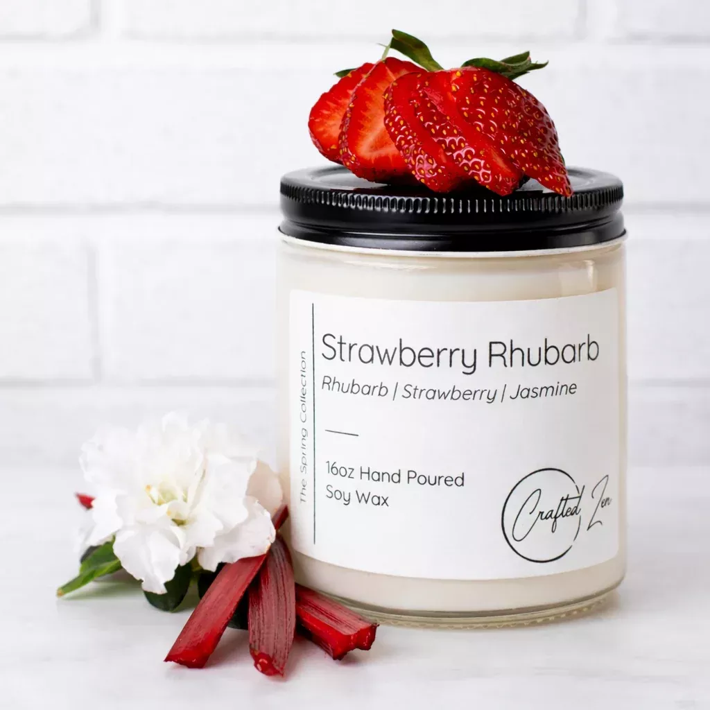 Crafted Zen - Strawberry Rhubarb Candle 16oz Jar