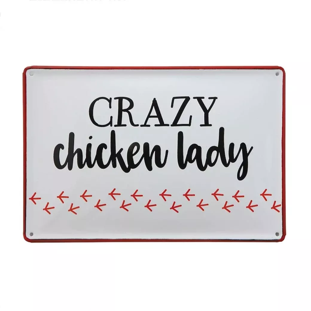 Crazy Chicken Lady Enameled Wall Decor