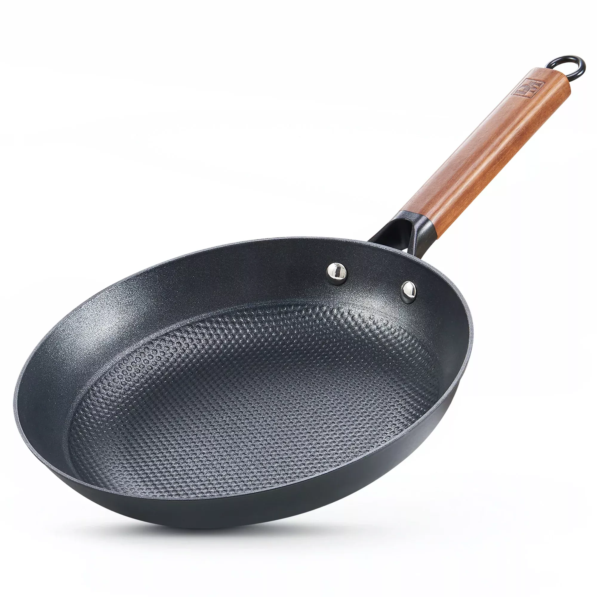 D&M 12-Inch Enameled Cast Iron Nonstick Skillet with Detachable Acacia Wood Handle