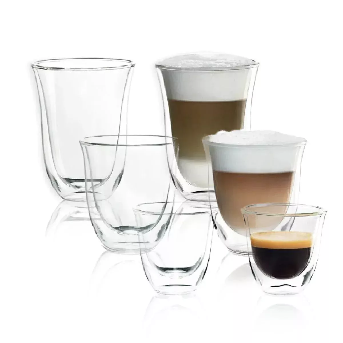 De'Longhi Double Walled Glassware (2x Espresso, 2x Cappuccino, 2x Latte) Bundle