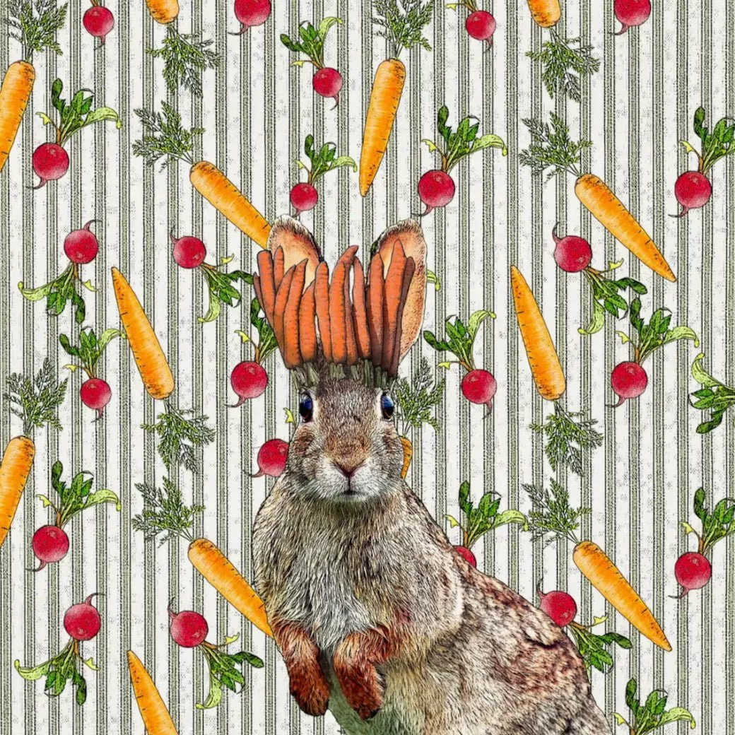 Delightful Carrot King Bunny Flour Sack Tea Towel