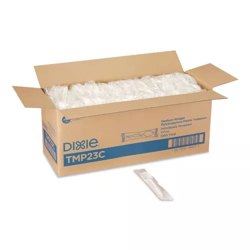 Dixie TMP23C Mediumweight Polypropylene Teaspoon Cutlery - White (1000/Carton)