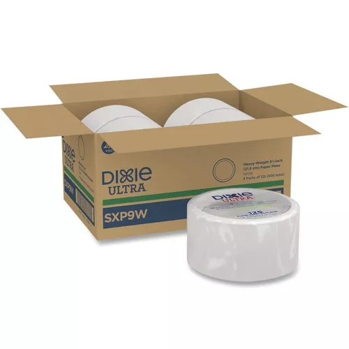 Dixie Ultra SXP9W 8.5 in. Diameter Heavy-Weight Paper Plates (125/Pack, 4 Packs/Carton)