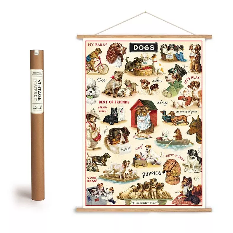 Dogs - The Best Pet Vintage-Style Art Poster + Hanging Kit