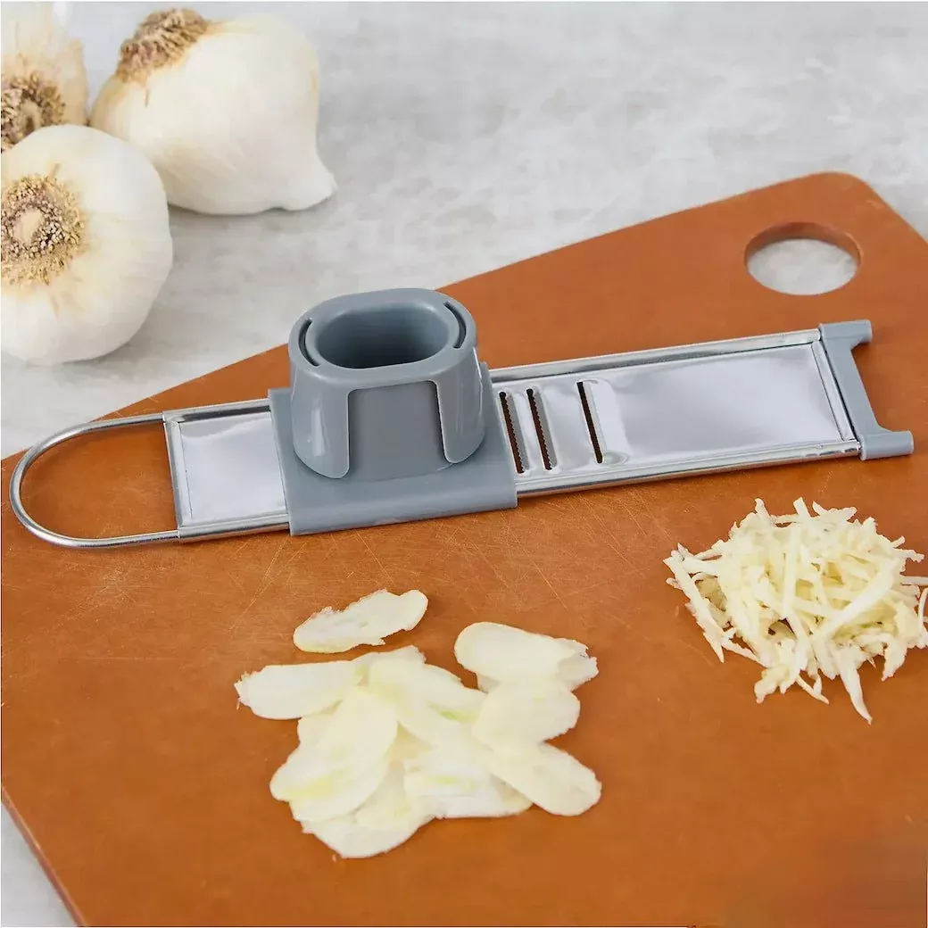 Dual-Action Manual Garlic Clove Slicer/Shredder