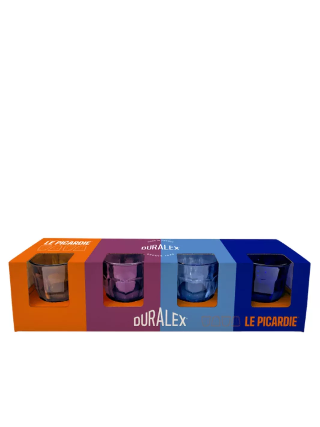 DURALEX Le Picardie Assorted Colours Glass Tumbler Gift Box (250ml/8.5oz) (4-Pack)