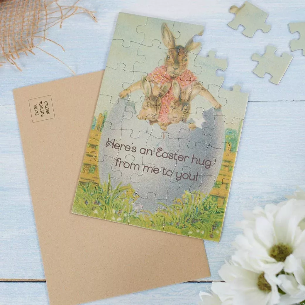 Easter Bunny Hug Jigsaw Puzzle Greeting Card