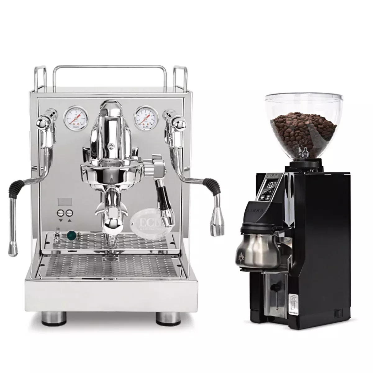 ECM Mechanika Max Espresso Machine with Eureka Mignon Libra 65 All Purpose Grinder (Chrome) Bundle