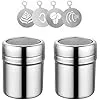 ECOMAID 2 piece Stainless Steel Powder Shaker with Plastic Stencils