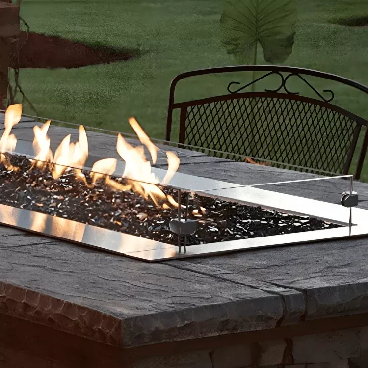 Empire White Mountain Hearth Carol Rose Outdoor Fire Pit, Linear 60-inch Tall Wind Deflector Glass Accessory WG604LT